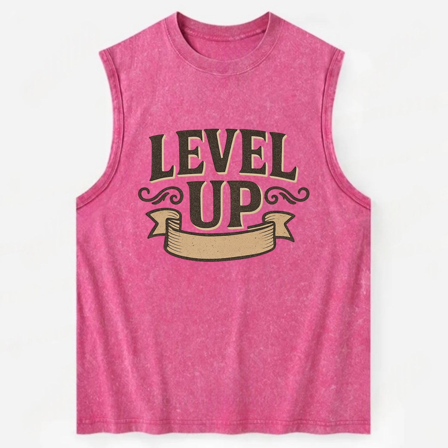 Bold typography design - "LEVEL UP" - improving, advancing, growing - Vintage Washed Tank - Pink