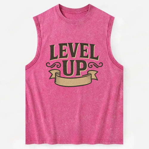 Bold typography design - LEVEL UP - improving, advancing, growing - Vintage Washed Tank