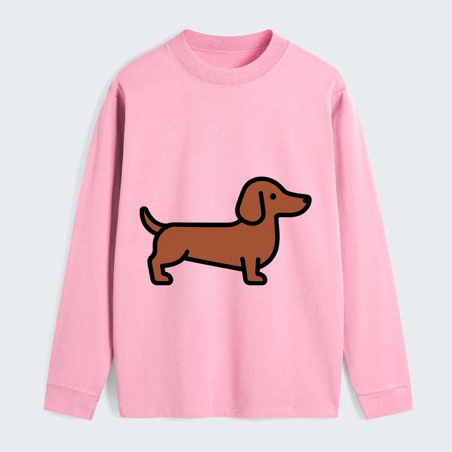 Dachshund - Red/brown smooth flat side profile - Classic Long Sleeve Shirt - Pink
