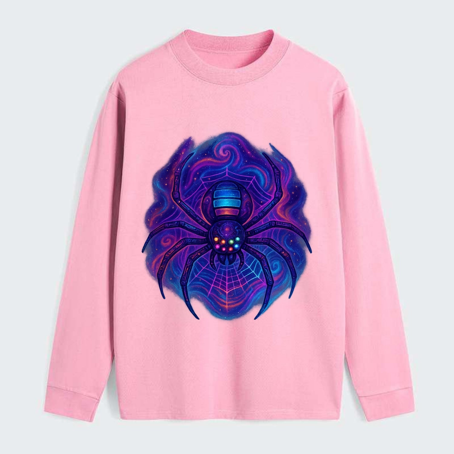 Tech spider with legs showing circuit board patterns, web glowing in - Classic Long Sleeve Shirt - Pink