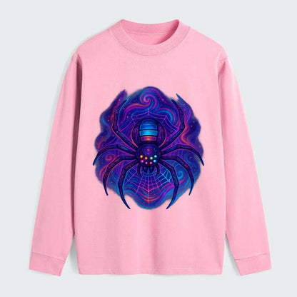 Tech spider with legs showing circuit board patterns, web glowing in - Classic Long Sleeve Shirt - Pink