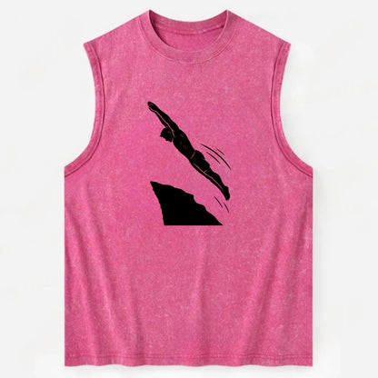 Cliff diver perfect form - Vintage Washed Tank - Pink