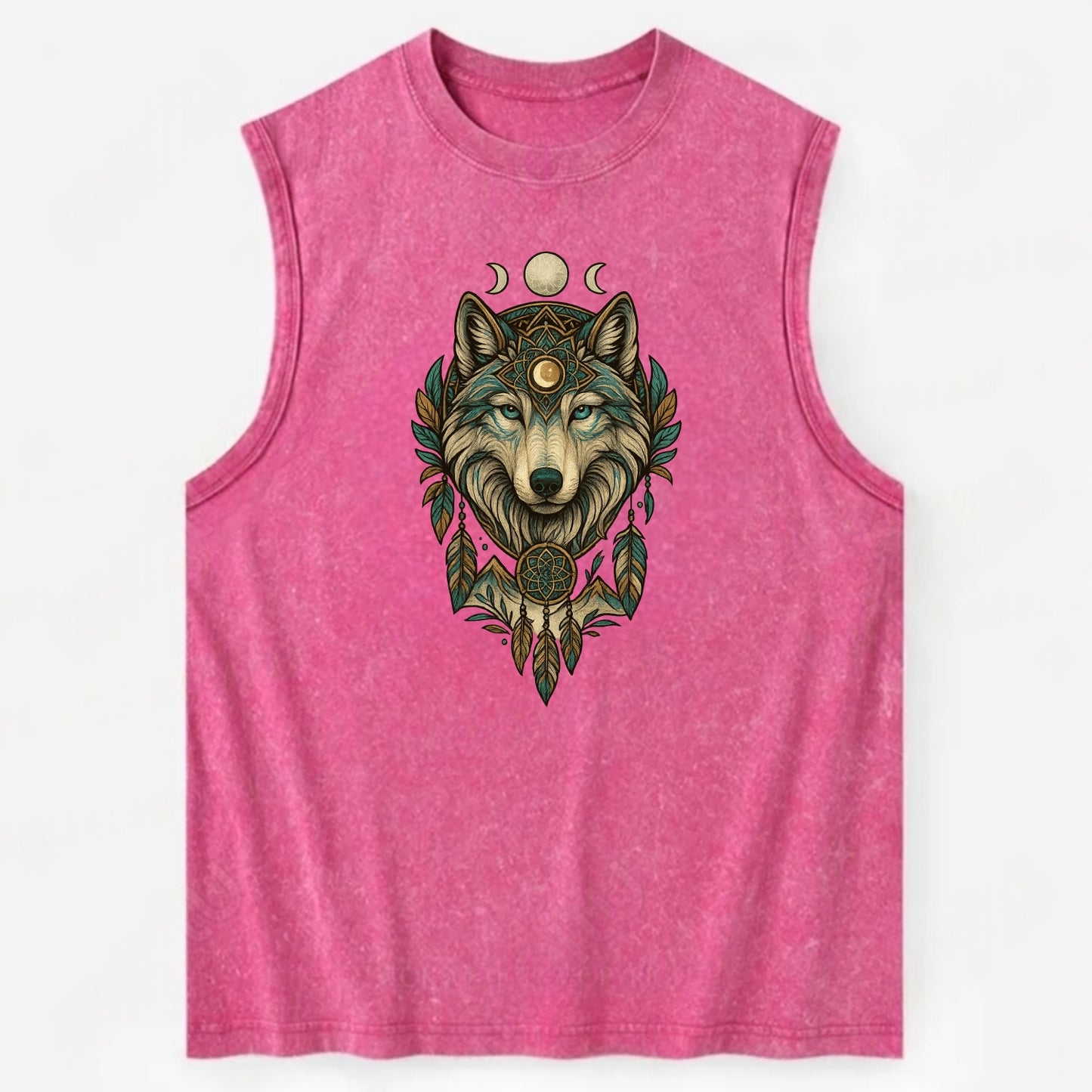 Pearl Wolf Shimmer  - Vintage Washed Tank - Pink