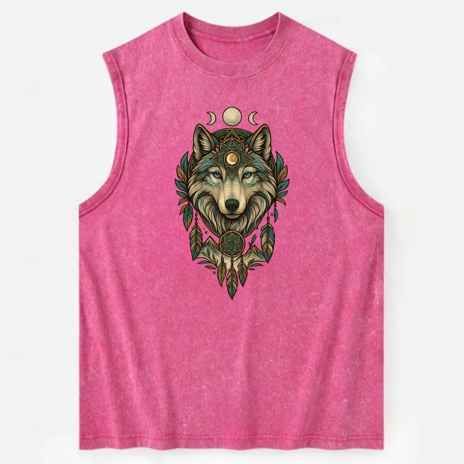 Pearl Wolf Shimmer  - Vintage Washed Tank - Pink