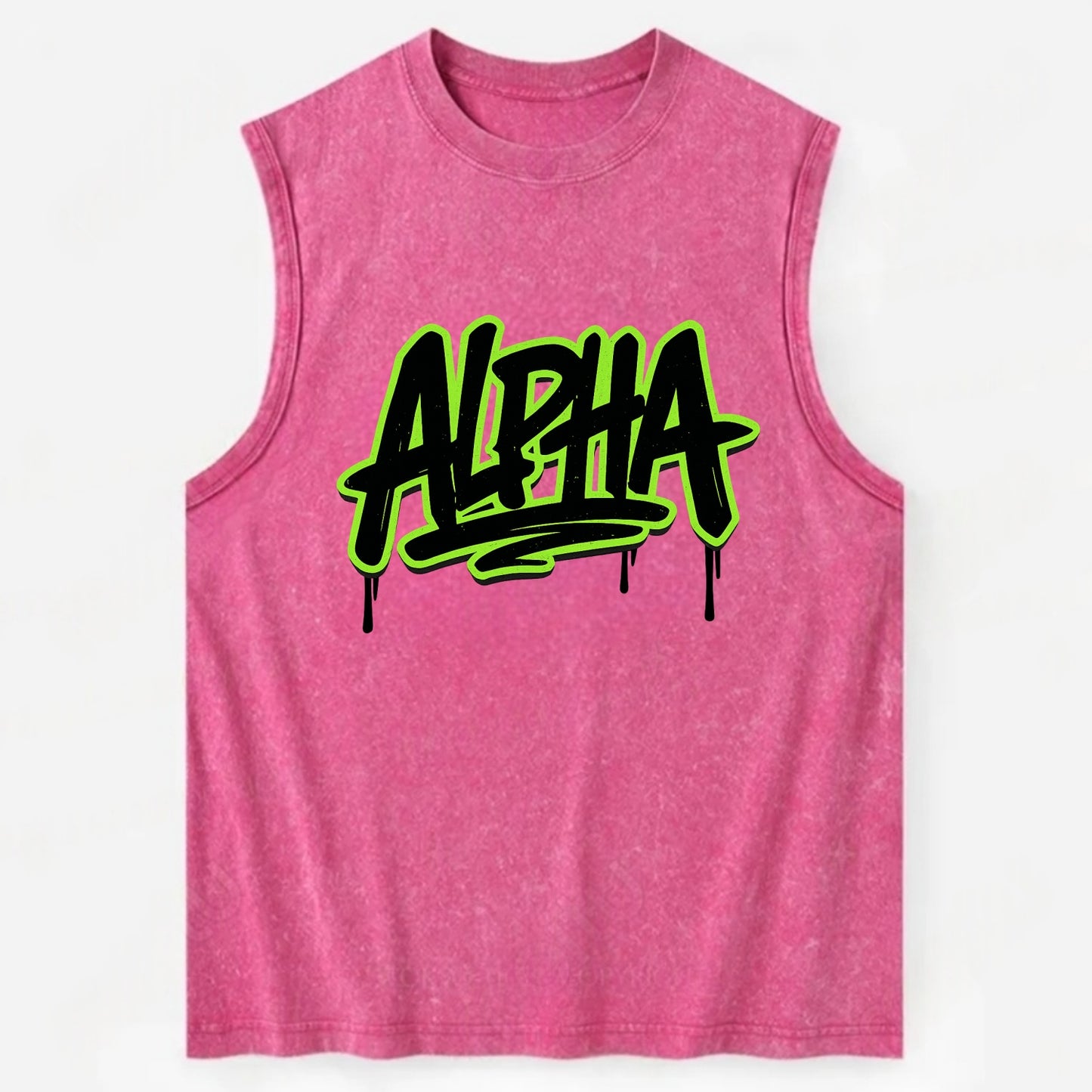 Bold typography design - "ALPHA" - leader of the pack - Vintage Washed Tank - Pink
