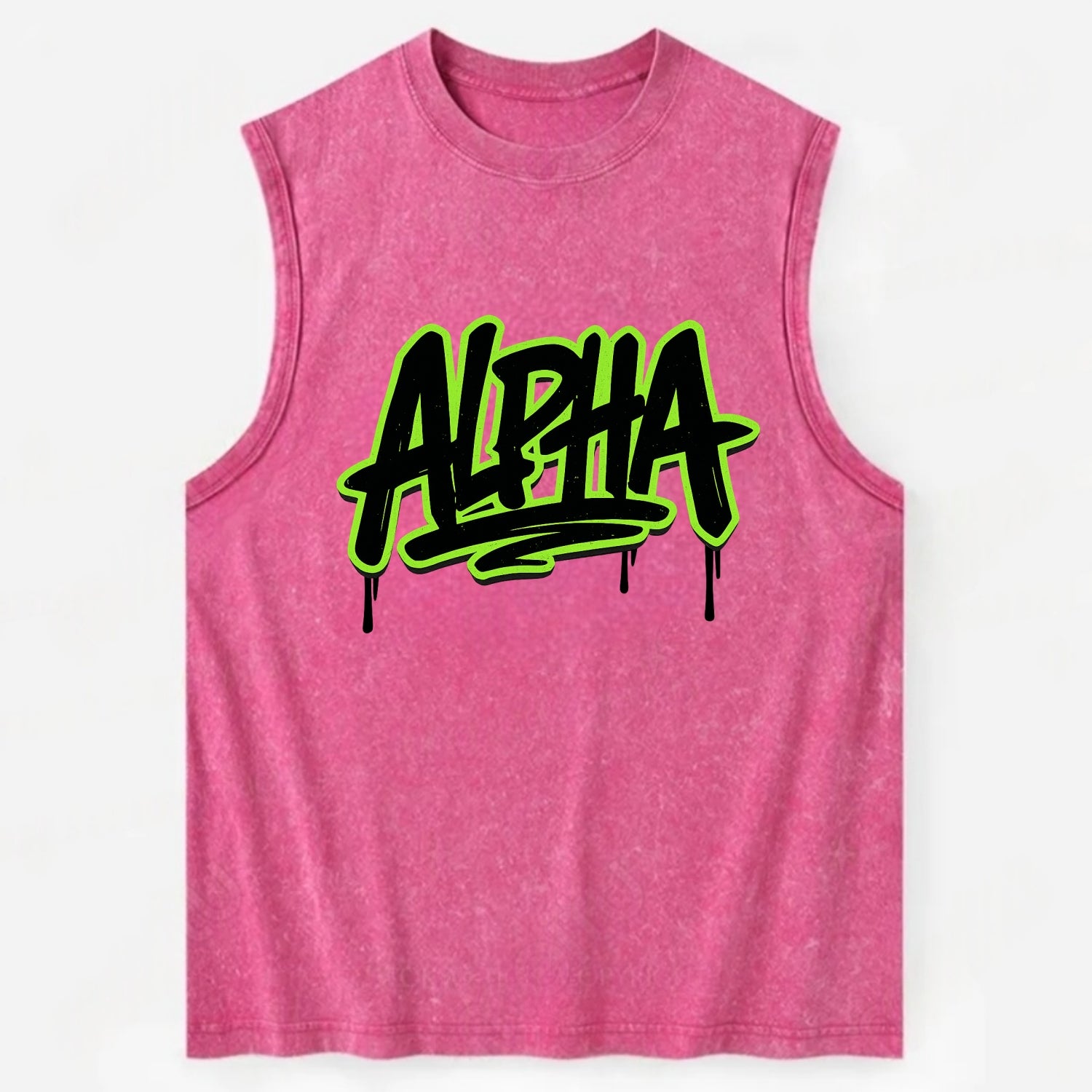Bold typography design - "ALPHA" - leader of the pack - Vintage Washed Tank - Pink