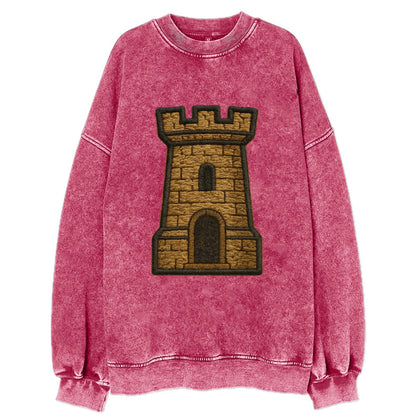 Castle Tower  - Vintage Sweatshirt - Pink