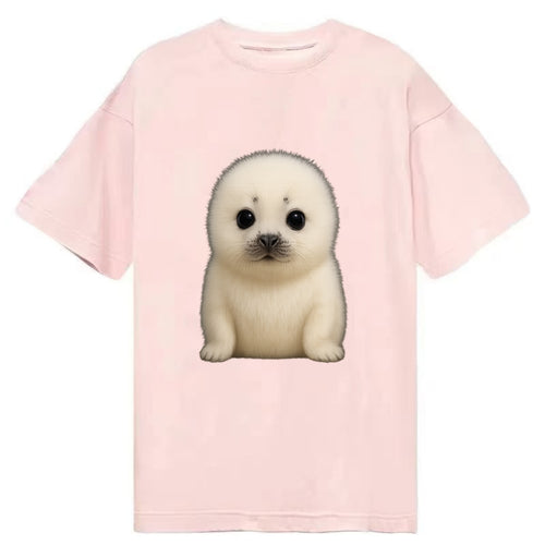 Baby Harp Seal - pure white fluffy fur, enormous dark eyes, front-facing, iconic - Classic T-shirt
