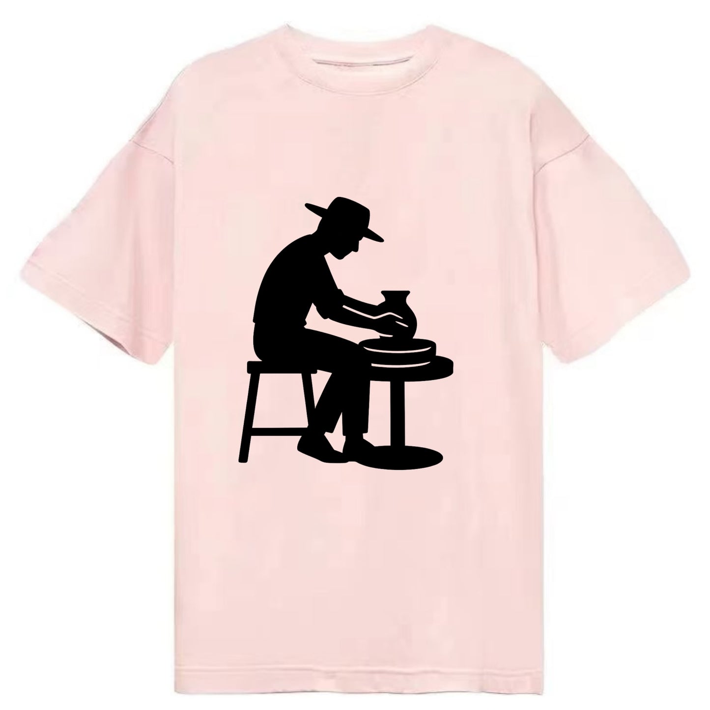 Potter shaping clay on wheel - Classic T-shirt - Pink