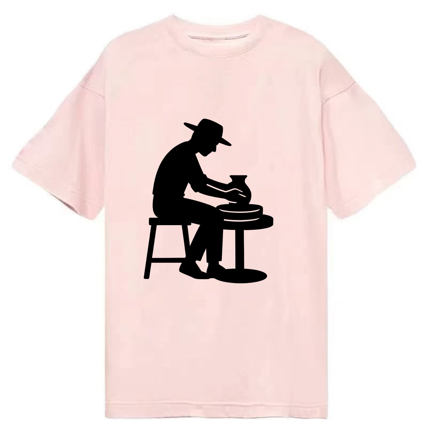 Potter shaping clay on wheel - Classic T-shirt - Pink