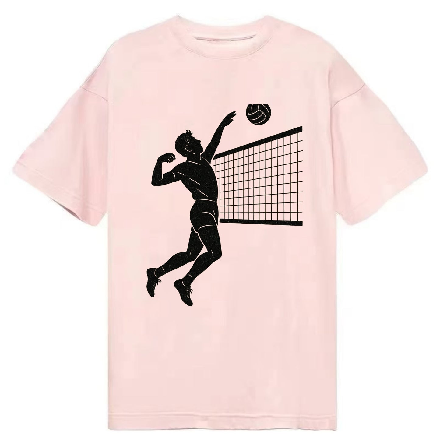 Volleyball player spiking at the net - Classic T-shirt - Pink