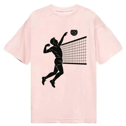 Volleyball player spiking at the net - Classic T-shirt - Pink