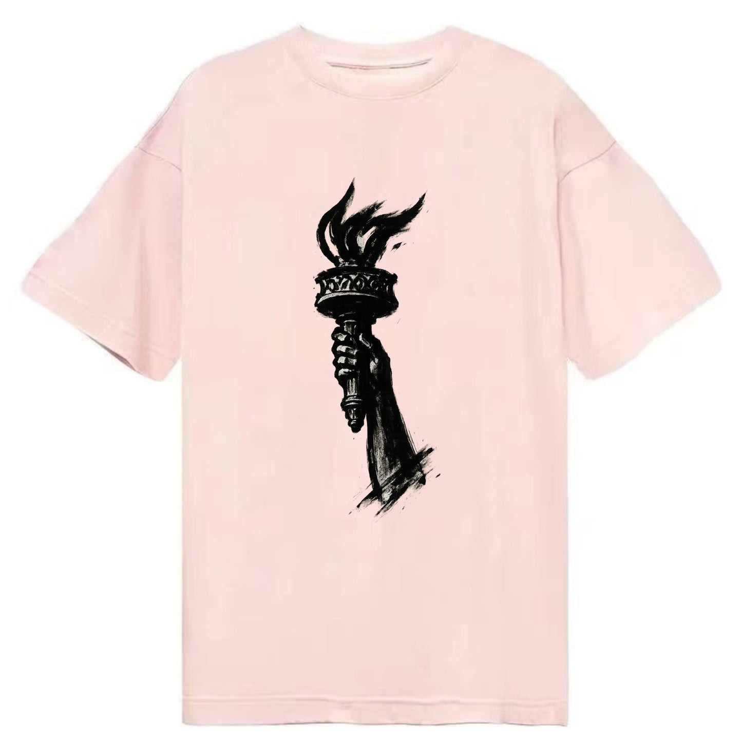 Statue of Liberty torch - freedom and democracy ink painting - Classic T-shirt - Pink