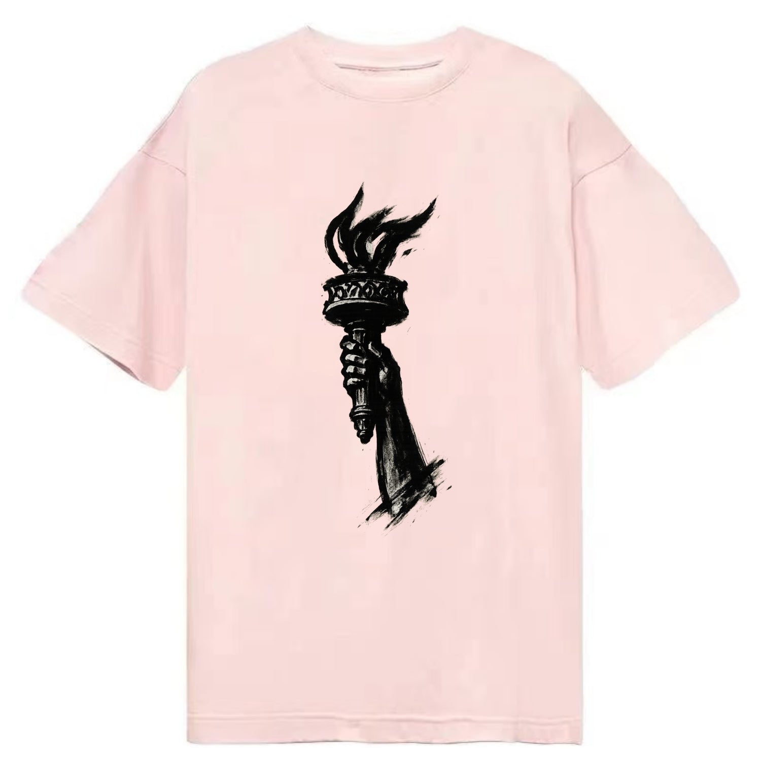 Statue of Liberty torch - freedom and democracy ink painting - Classic T-shirt - Pink
