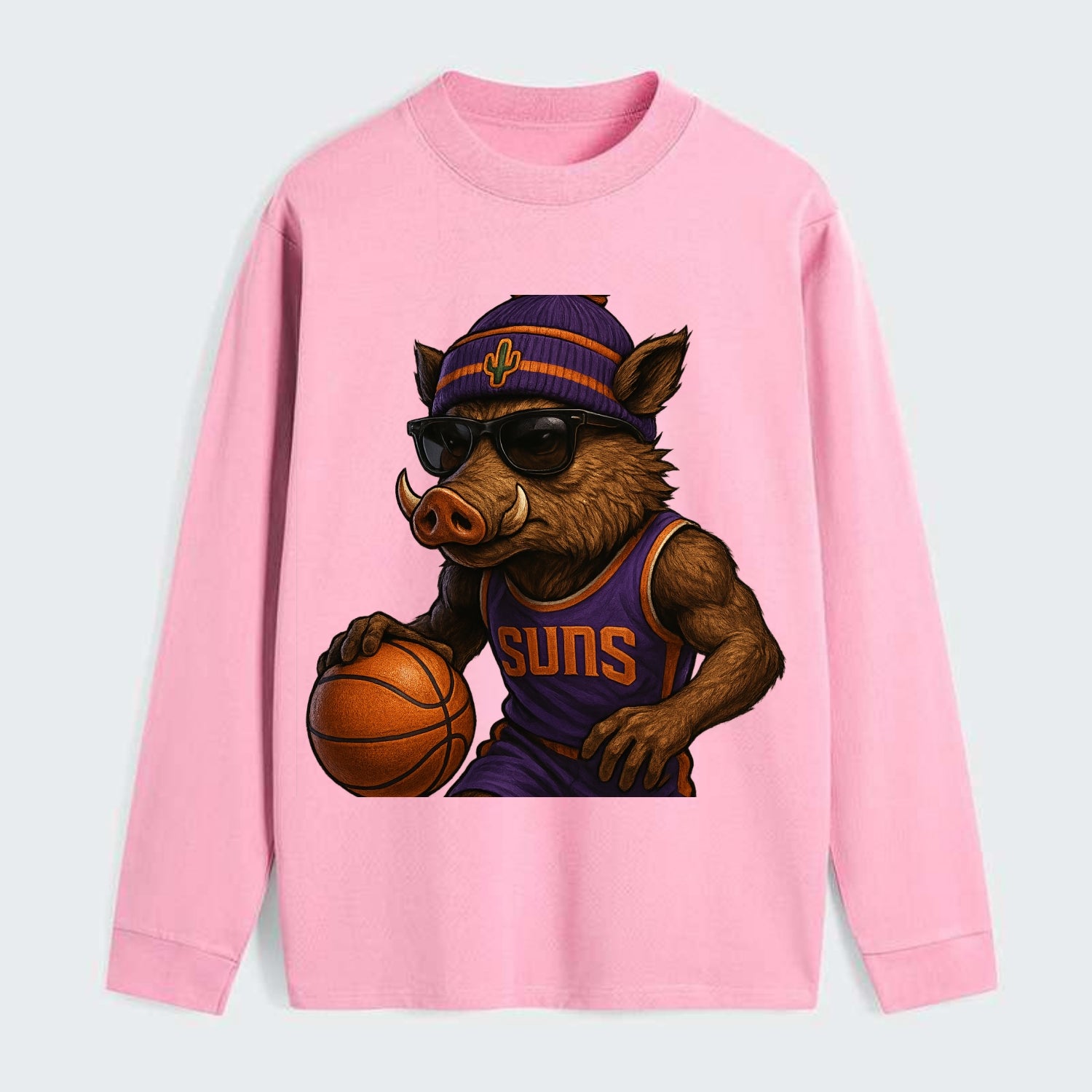 Phoenix Javelina wearing Suns beanie with cactus patch and wayfarer - Classic Long Sleeve Shirt - Pink