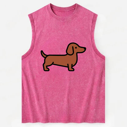 Dachshund - Red/brown smooth flat side profile - Vintage Washed Tank - Pink