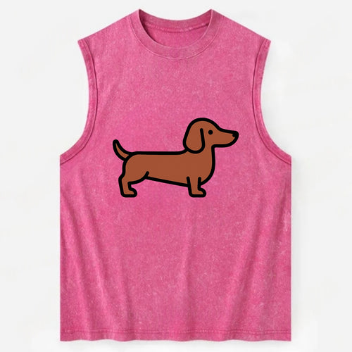 Dachshund - Red/brown smooth flat side profile - Vintage Washed Tank