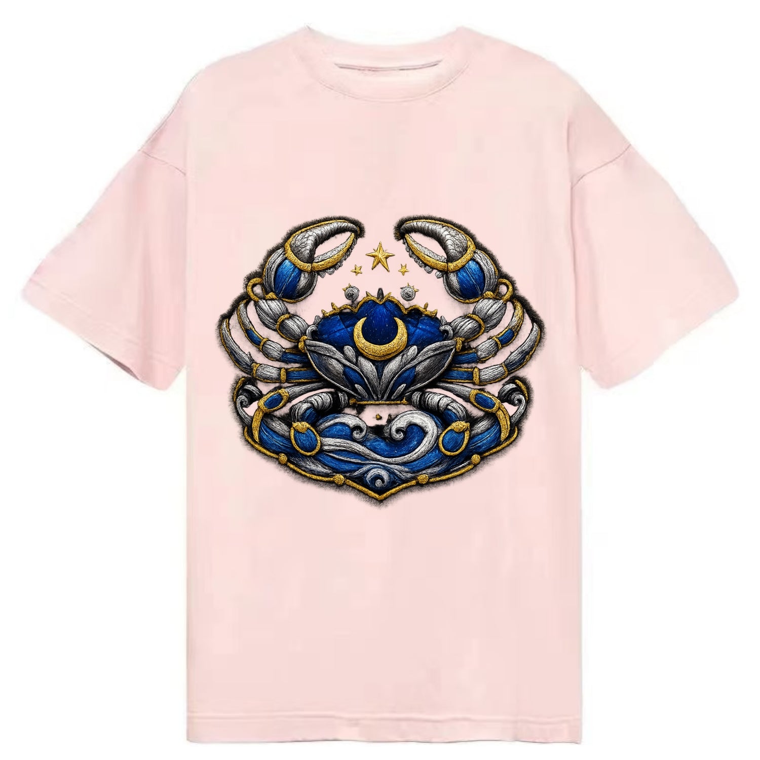 CANCER CRAB - protective crab in silver and blue , water sign - Classic T-shirt - Pink