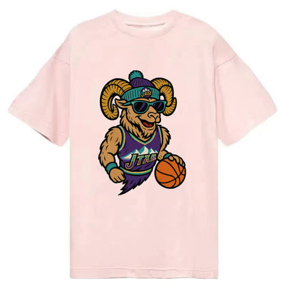 Utah Bighorn wearing Jazz beanie with mountain melody patch and wayfarer - Classic T-shirt - Pink