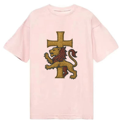 Lion and Cross  - Classic T-shirt - Pink