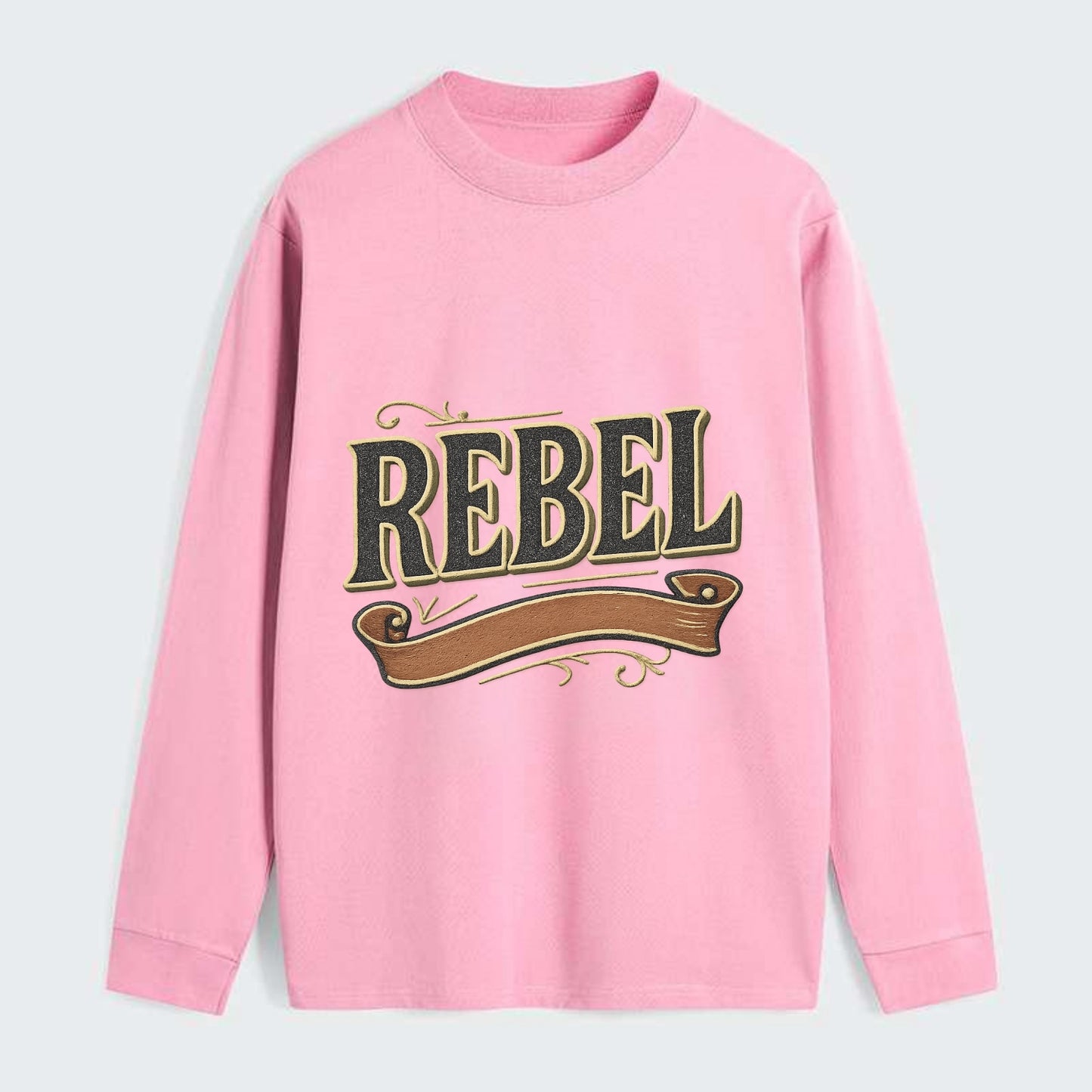 Bold typography design - "REBEL" - nonconformist, rule breaker, - Classic Long Sleeve Shirt - Pink