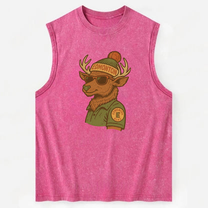 Edmonton Elk wearing Edmonton beanie wit - Vintage Washed Tank - Pink
