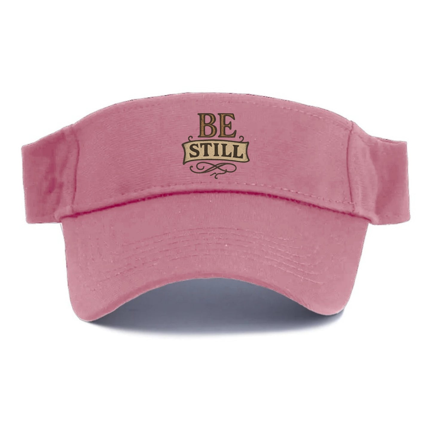 Bold typography design - "BE STILL" - quiet mind, meditation, inner peace - Visor - Pink