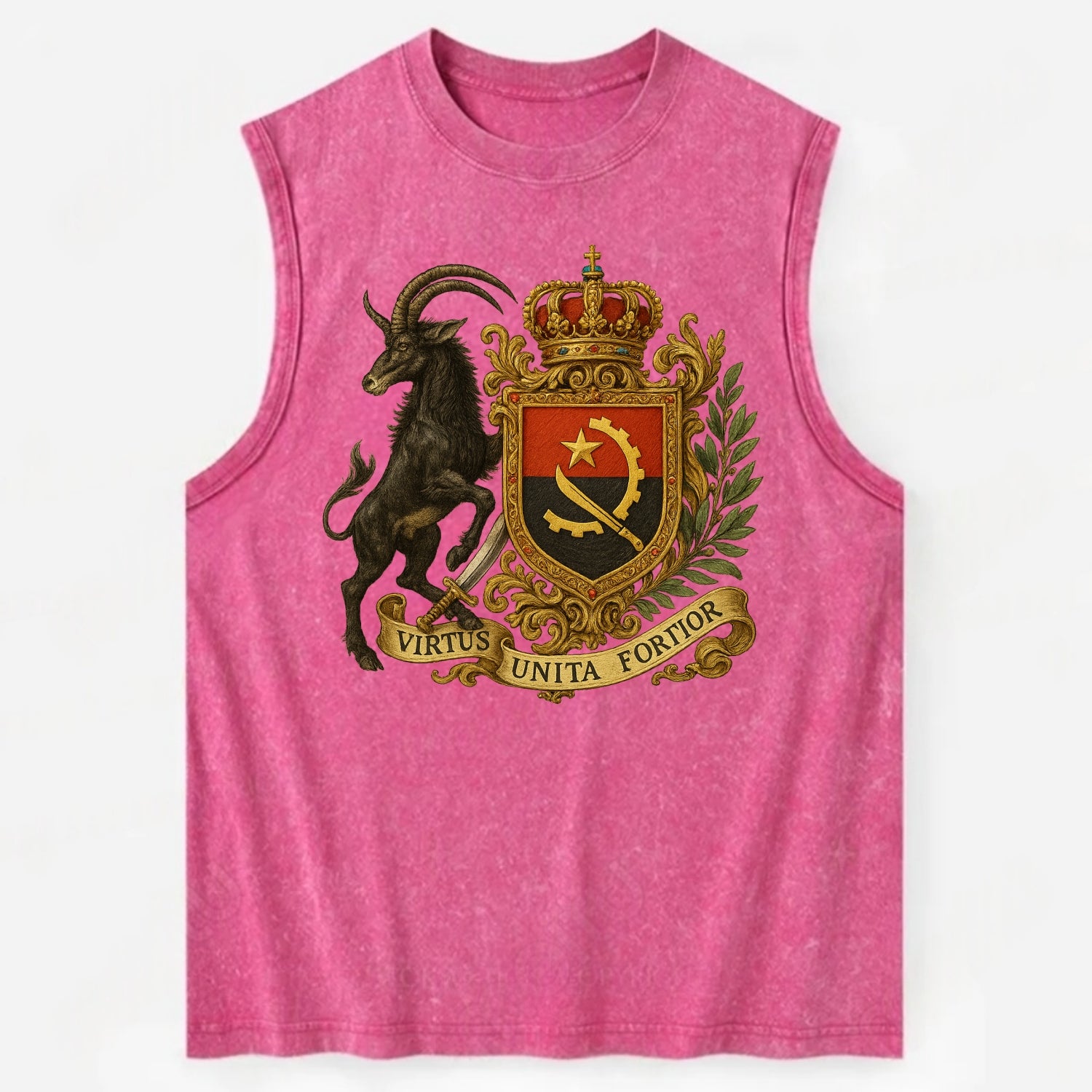 Angola Giant Sable Emblem  - Vintage Washed Tank - Pink