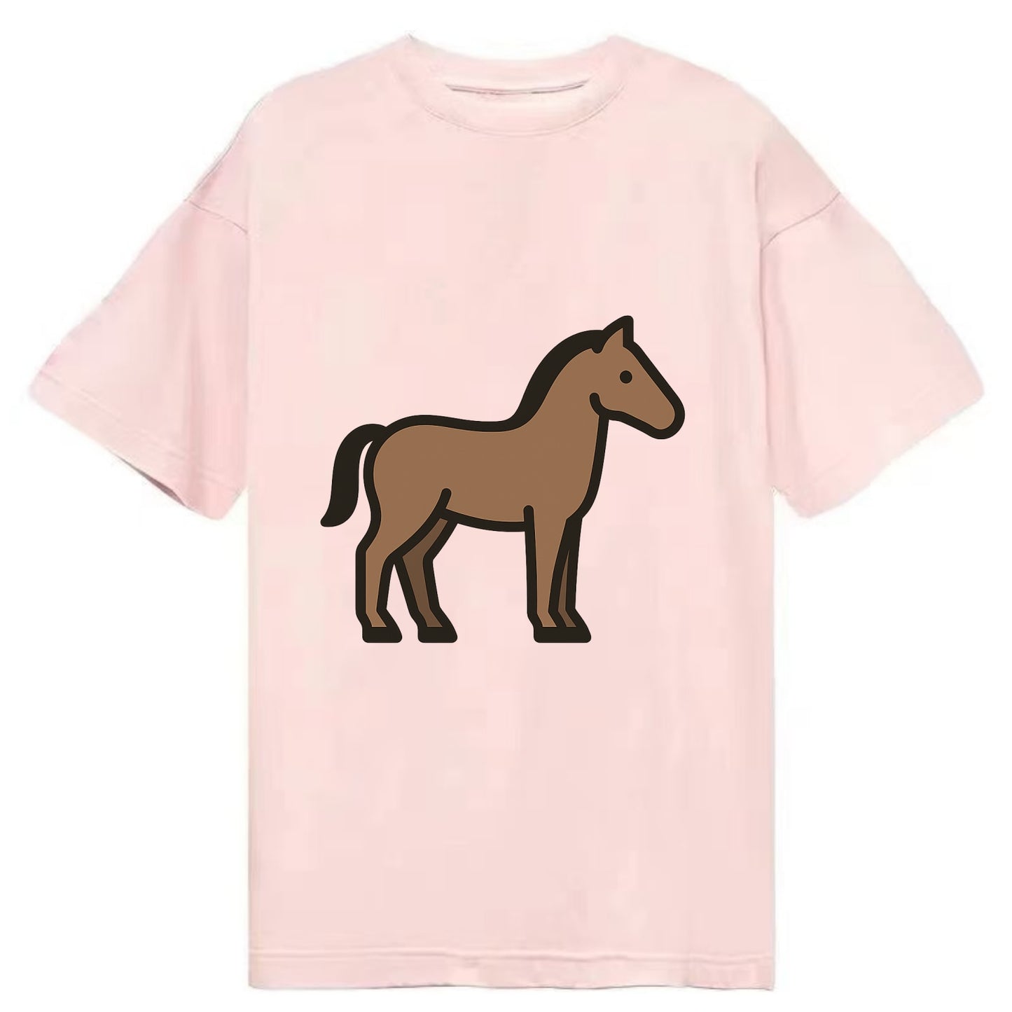 Horse - Brown standing pose flat side profile - Classic T-shirt - Pink