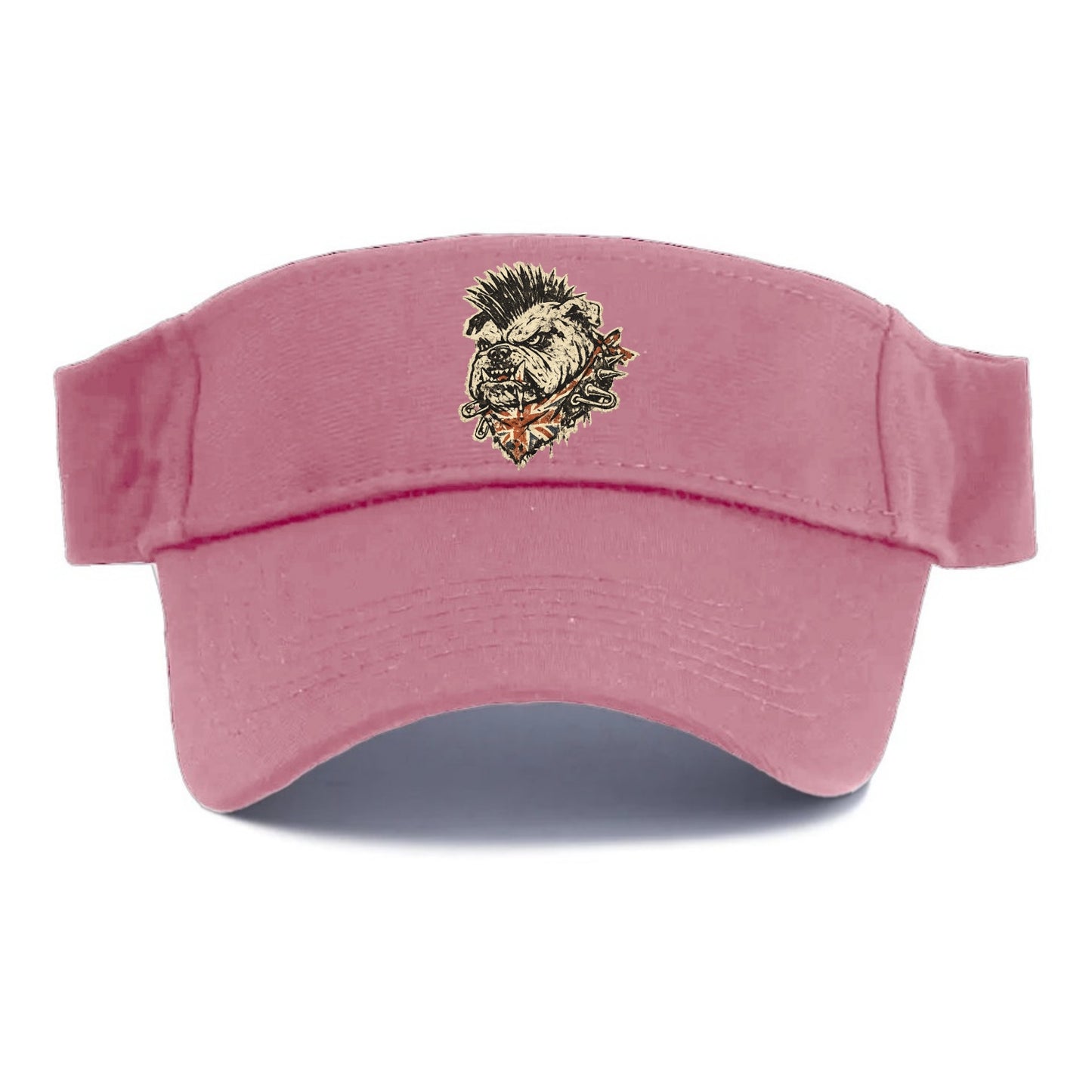 PUNK BULLDOG | British bulldog with mohawk | Safety pins through collar | Union Jack - Visor - Pink