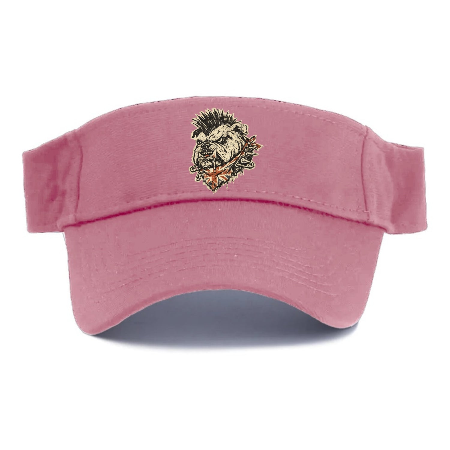 PUNK BULLDOG | British bulldog with mohawk | Safety pins through collar | Union Jack - Visor - Pink