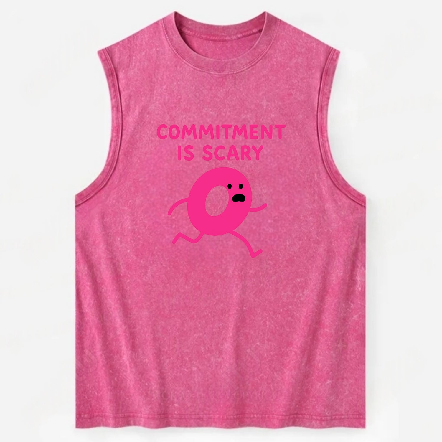 COMMITMENT IS SCARY | Terrified ring running away - Vintage Washed Tank - Pink