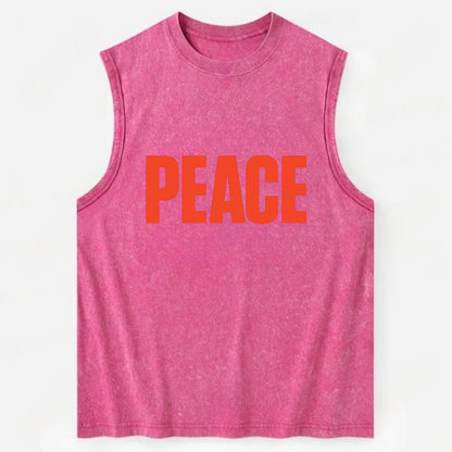 Bold typography design - "PEACE" - inner calm, tranquility, serenity - Vintage Washed Tank - Pink