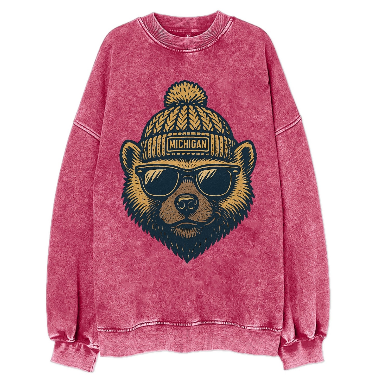 Ann Arbor Wolverine wearing Michigan bea - Vintage Sweatshirt - Pink