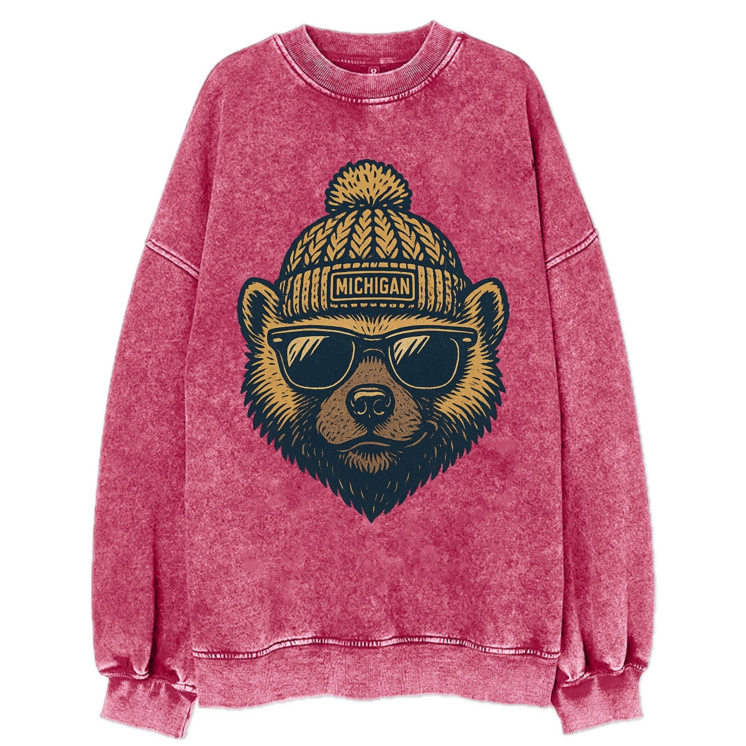 Ann Arbor Wolverine wearing Michigan bea - Vintage Sweatshirt - Pink