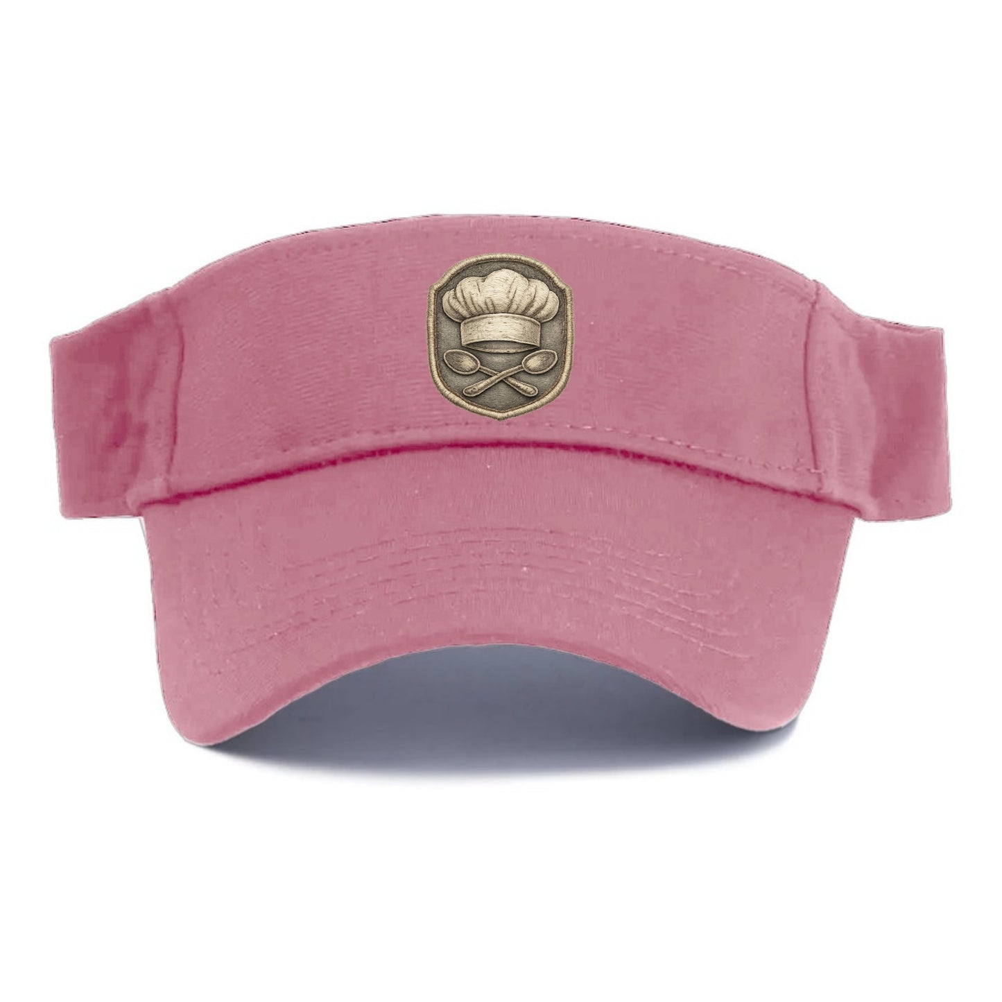 Embroidered patch design - COOKING CHEF HAT - toque blanche with crossed spoons in white - Visor - Pink