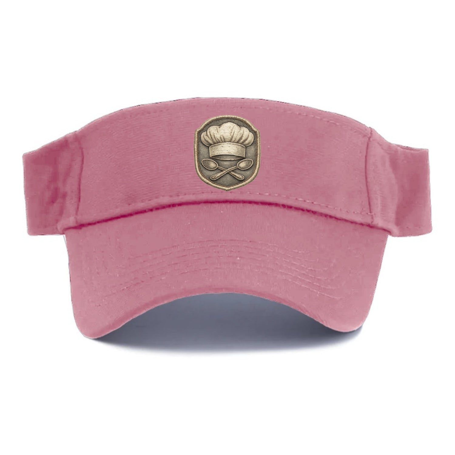 Embroidered patch design - COOKING CHEF HAT - toque blanche with crossed spoons in white - Visor - Pink