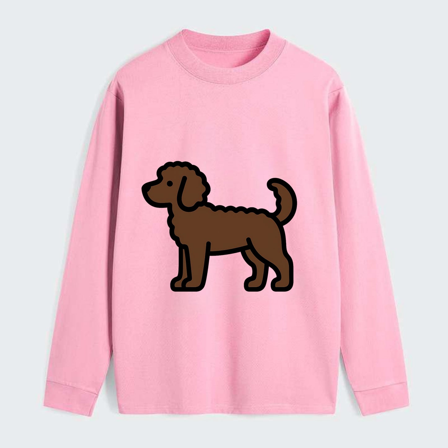 Labradoodle - Chocolate curly flat side profile - Classic Long Sleeve Shirt - Pink