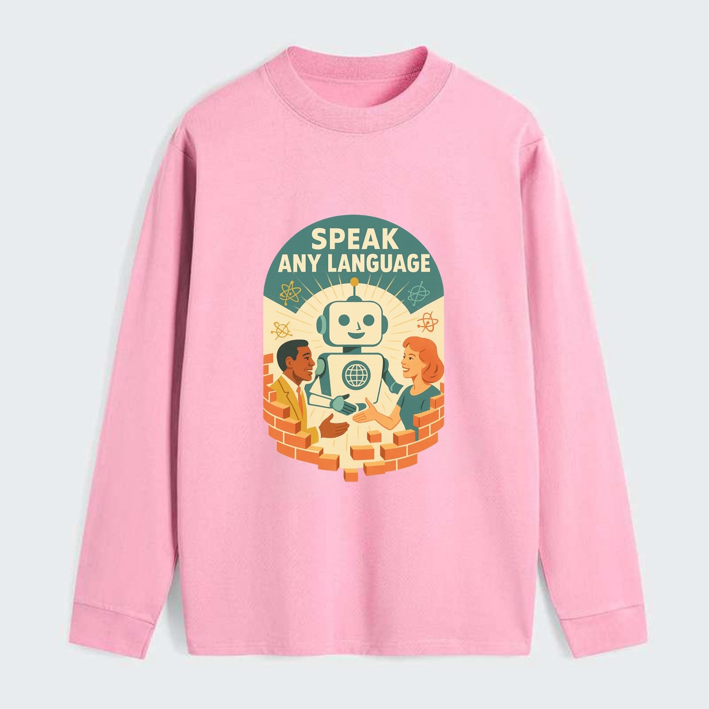 Language learning AI breaking down barriers - "Speak Any Language" - - Classic Long Sleeve Shirt - Pink