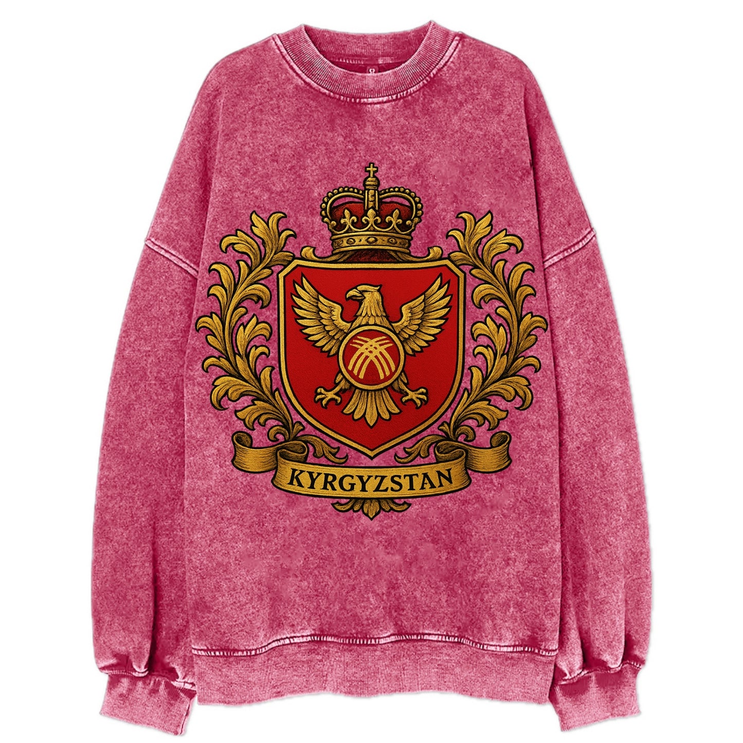 Kyrgyzstan Heritage Badge  - Vintage Sweatshirt - Pink