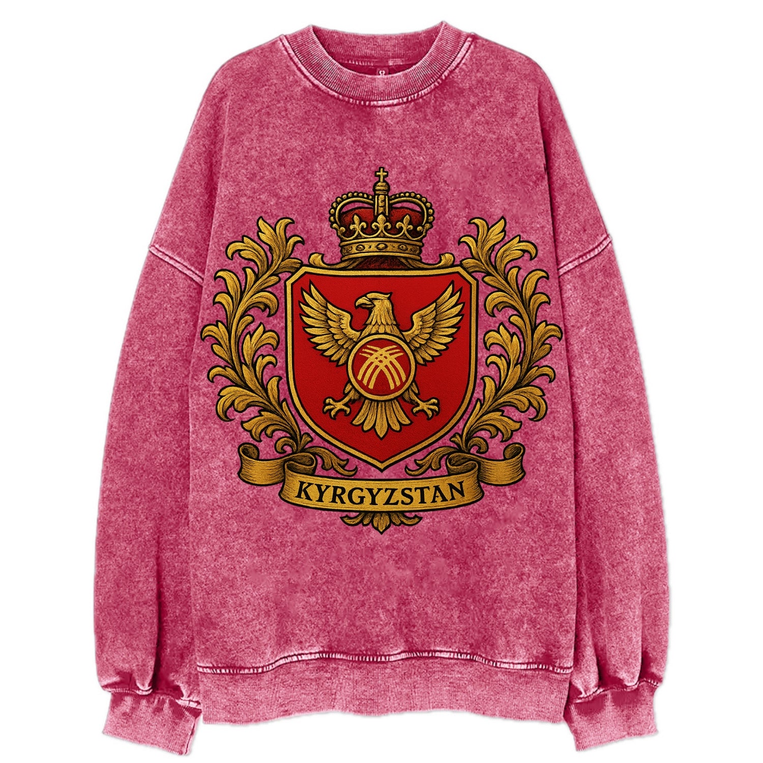 Kyrgyzstan Heritage Badge  - Vintage Sweatshirt - Pink