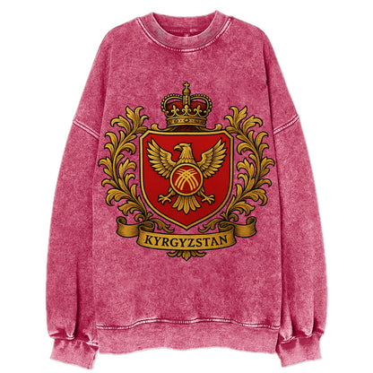 Kyrgyzstan Heritage Badge  - Vintage Sweatshirt - Pink