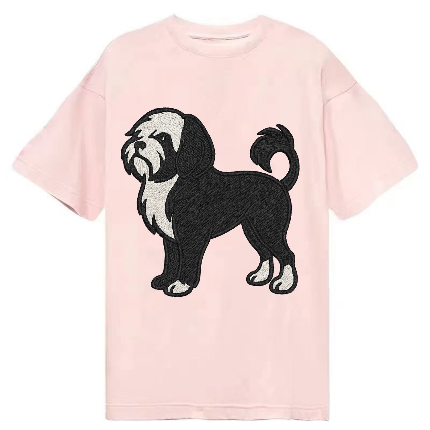 Löwchen - Black and white lion trim embr - Classic T-shirt - Pink