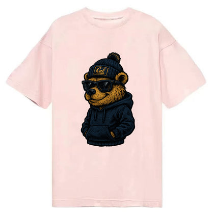 Berkeley Bear wearing Cal beanie with script patch - Classic T-shirt - Pink