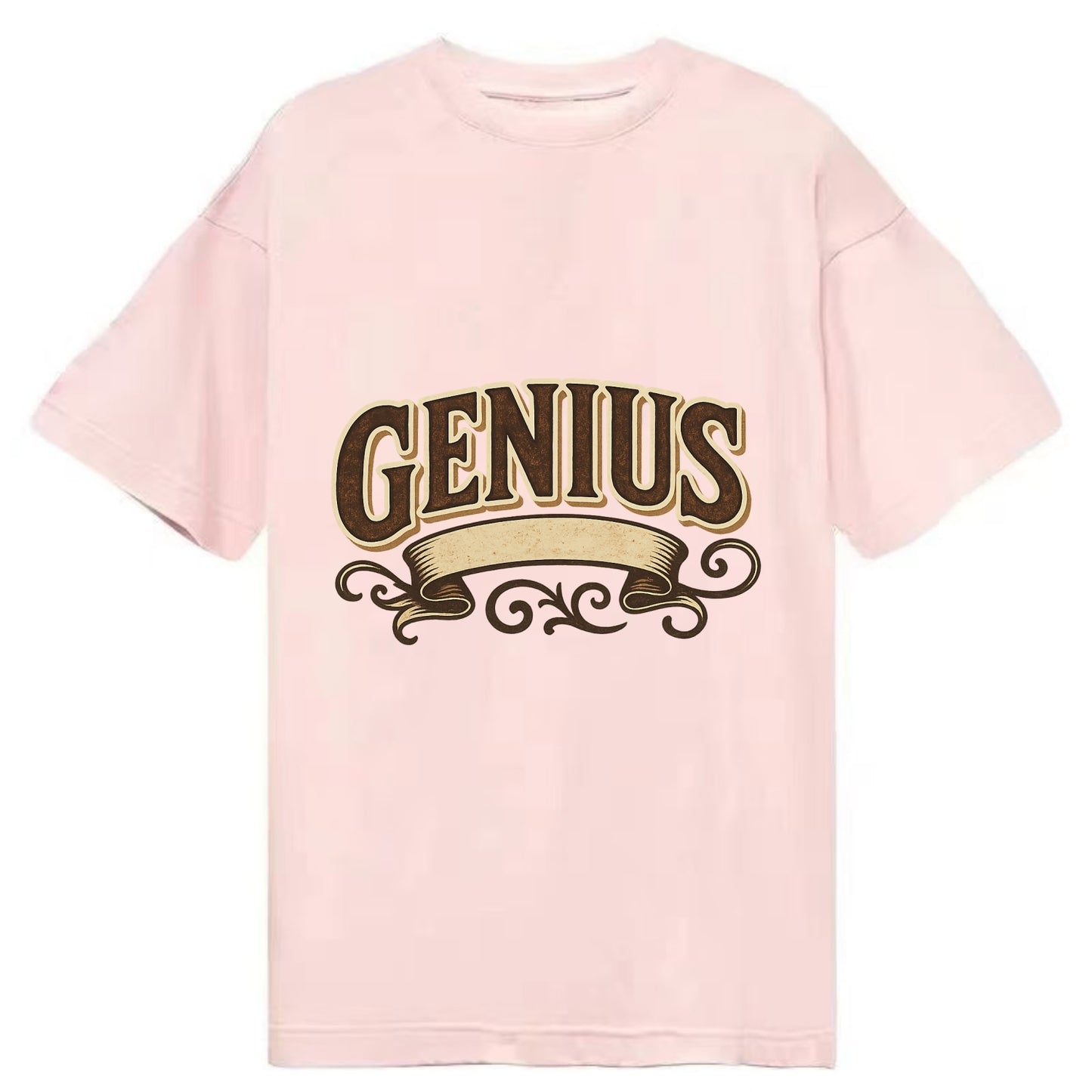 Bold typography design - "GENIUS" - exceptional intelligence, brilliance - Classic T-shirt - Pink
