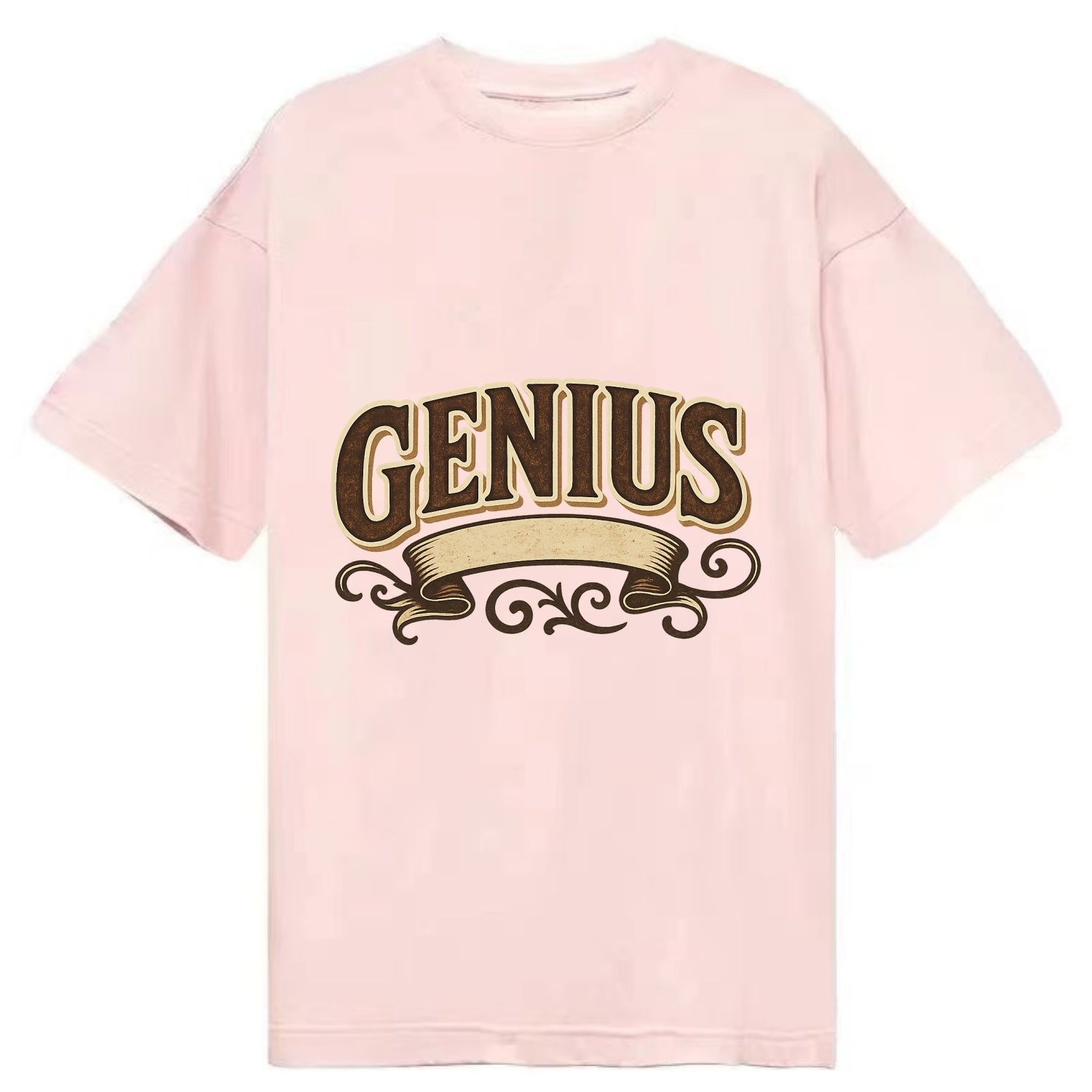 Bold typography design - "GENIUS" - exceptional intelligence, brilliance - Classic T-shirt - Pink