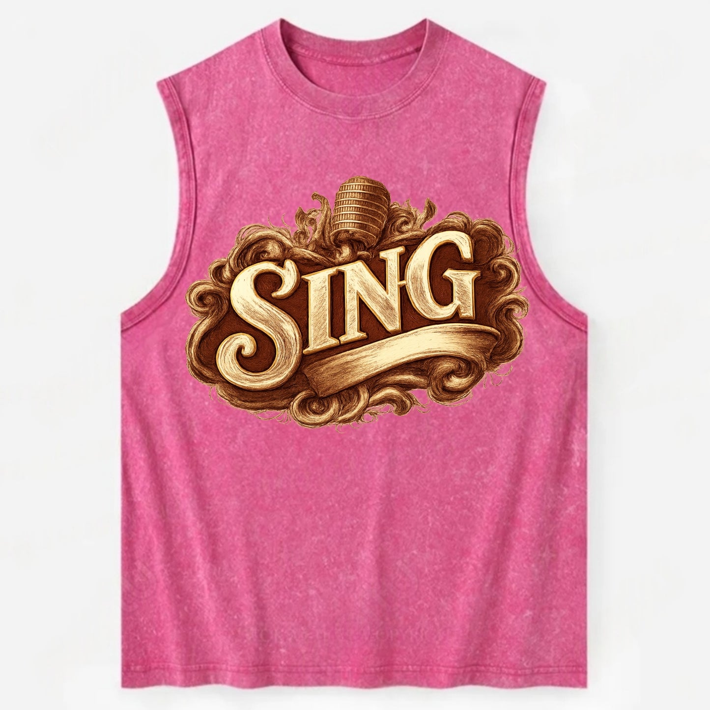 Bold typography design - "SING" - vocal expression, musical soul - Vintage Washed Tank - Pink