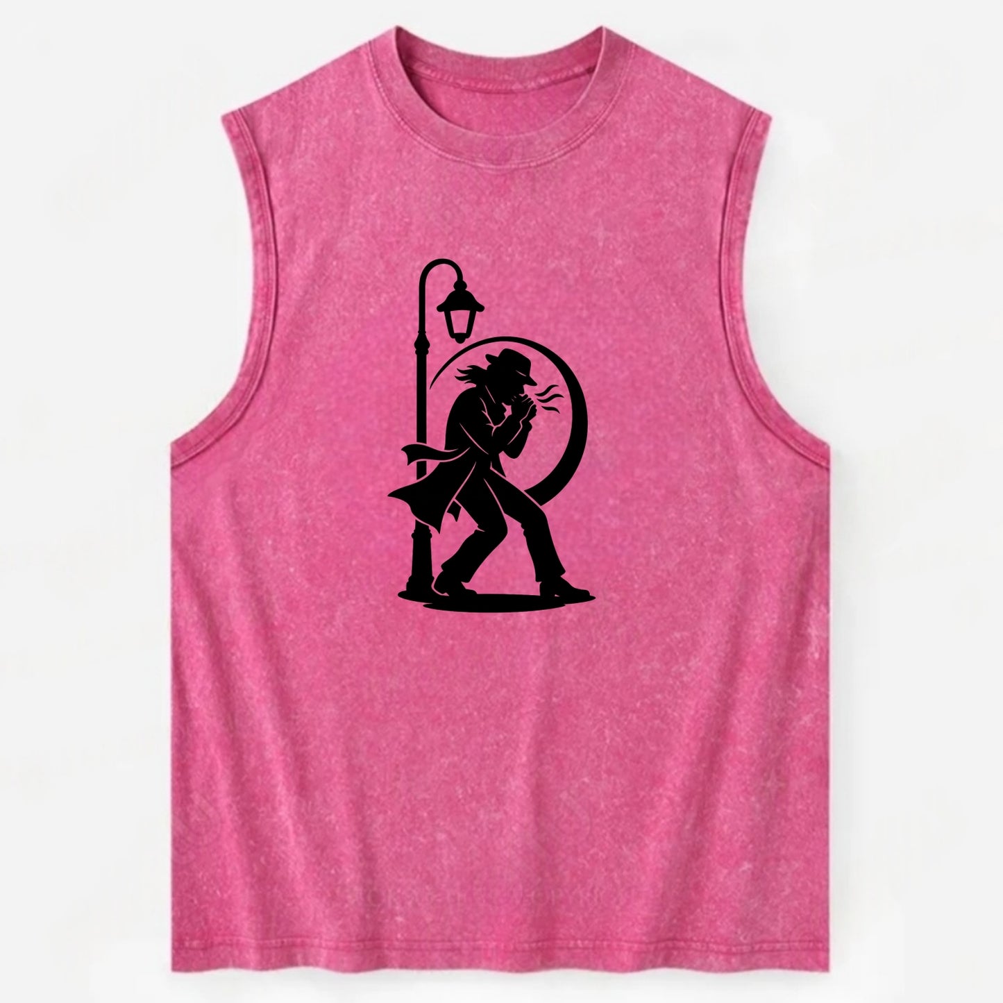 Blues harmonica player under streetlight - Vintage Washed Tank - Pink