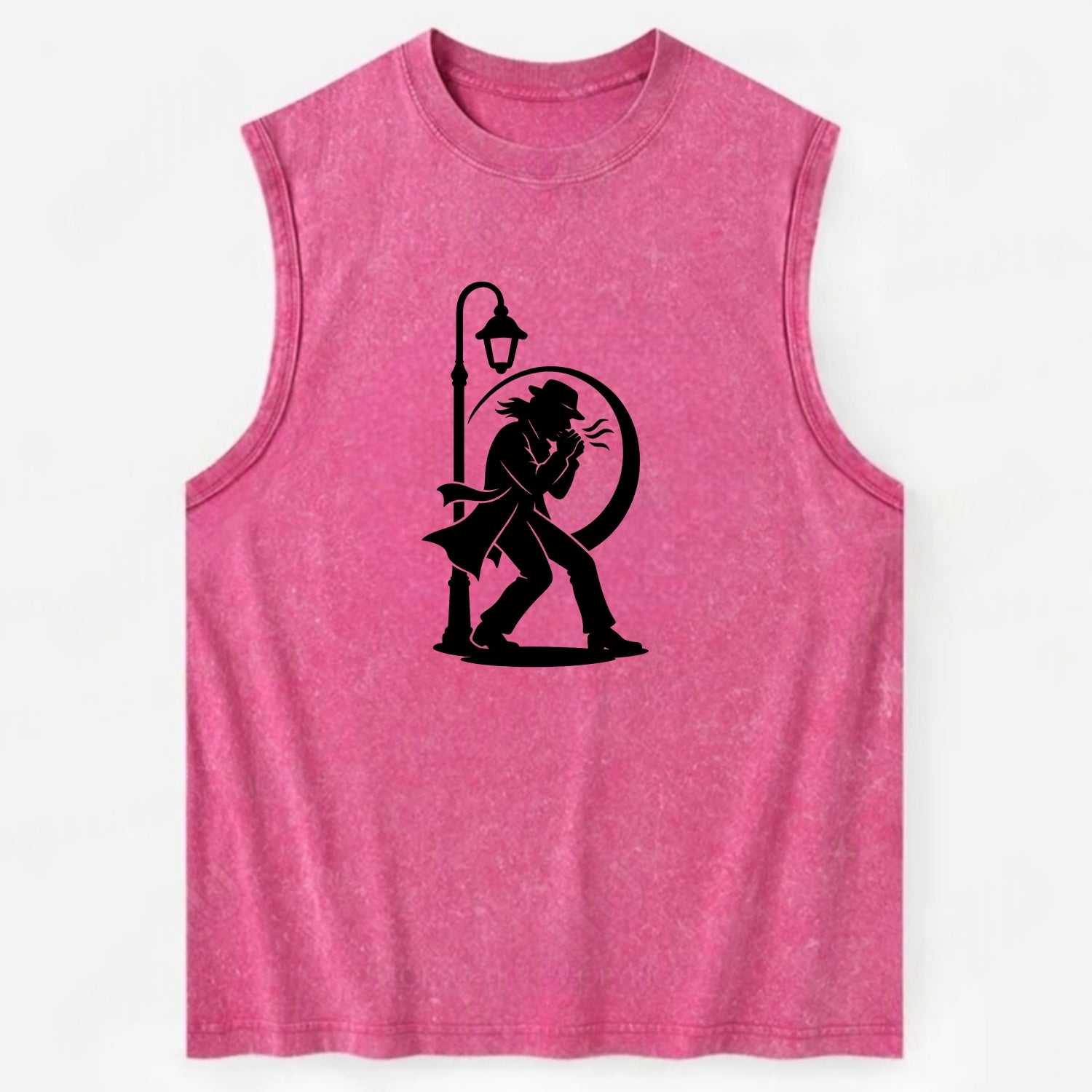 Blues harmonica player under streetlight - Vintage Washed Tank - Pink