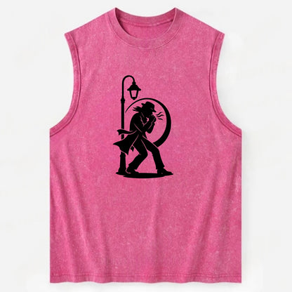 Blues harmonica player under streetlight - Vintage Washed Tank - Pink